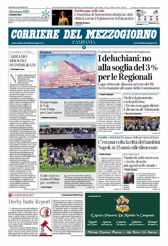 Prima-pagina-corriere del mezzogiorno-del-2024-10-29